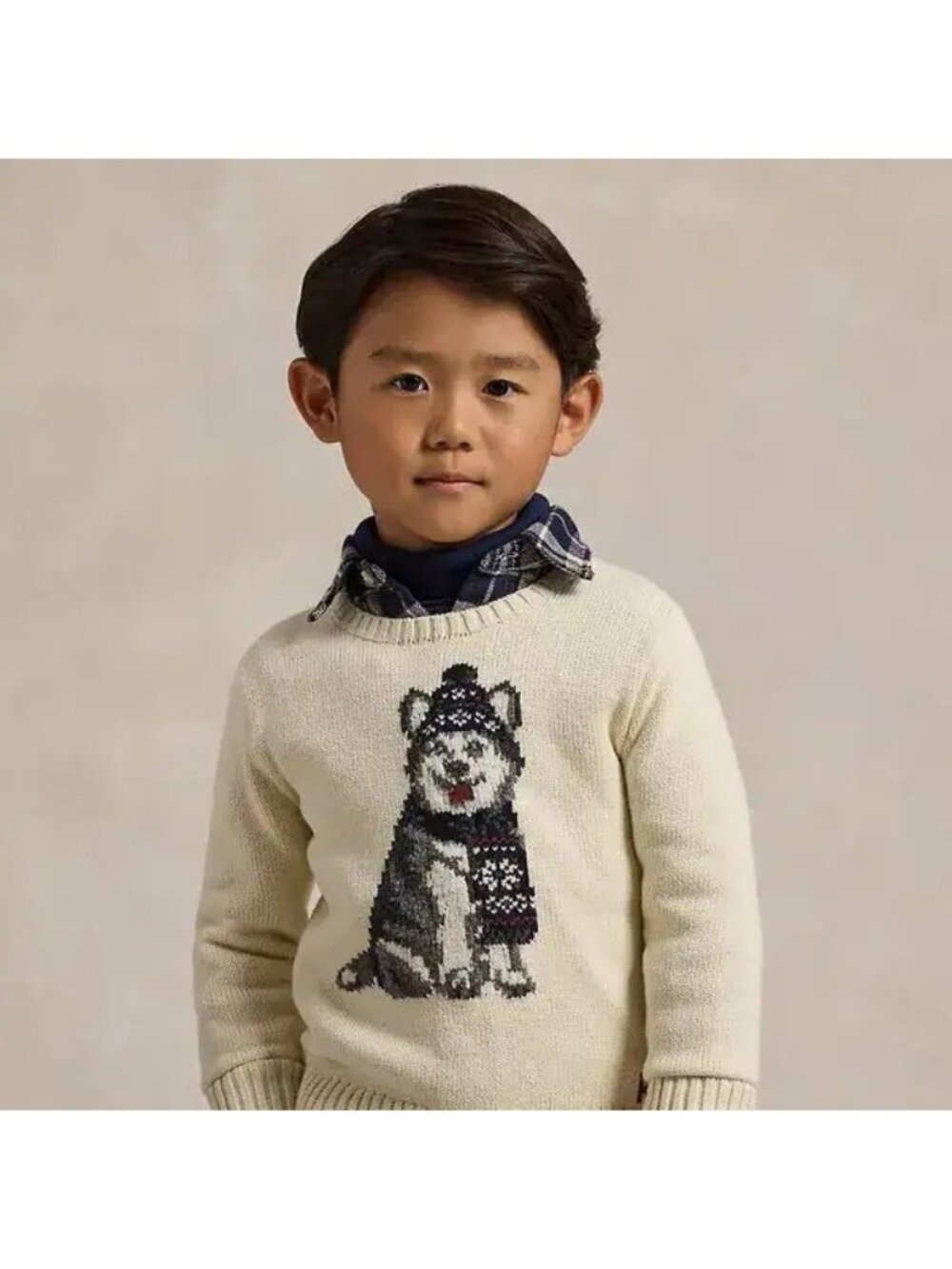 NWT Polo Ralph Laurern Dog-Intarsia Crewneck Sweater Cream Size 3M